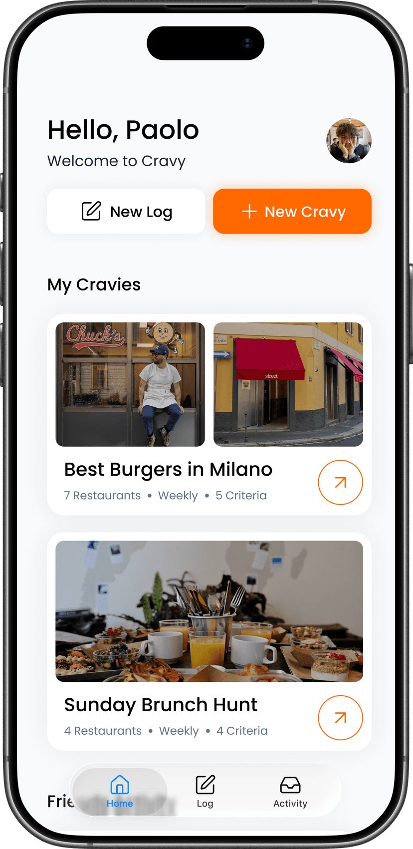 Cravit mobile app mockup